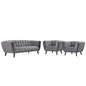 Bestow 3 Piece Velvet Sofa and Armchair Set, Velvet Fabric, Grey Gray 13969
