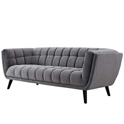 Bestow 3 Piece Velvet Sofa and Armchair Set, Velvet Fabric, Grey Gray 13969