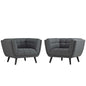 Bestow 2 Piece Upholstered Fabric Armchair Set, Fabric, Grey Gray 13972