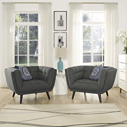 Bestow 2 Piece Upholstered Fabric Armchair Set, Fabric, Grey Gray 13972