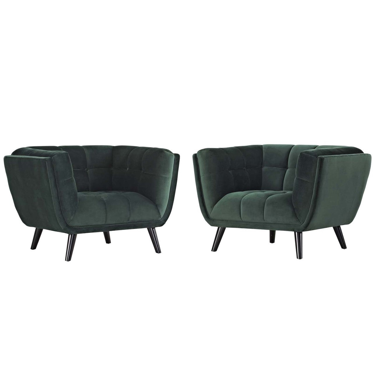 Bestow 2 Piece Velvet Armchair Set, Velvet Fabric, Green 13974