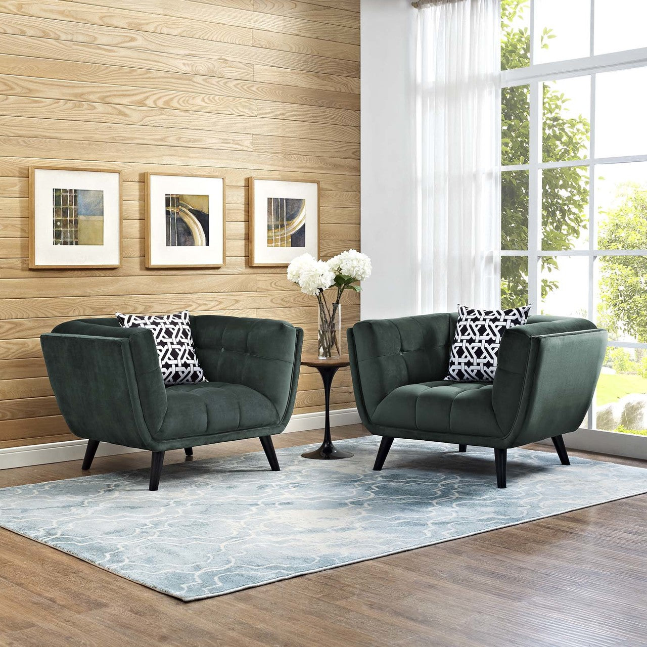 Bestow 2 Piece Velvet Armchair Set, Velvet Fabric, Green 13974