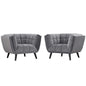 Bestow 2 Piece Velvet Armchair Set, Velvet Fabric, Grey Gray 13975