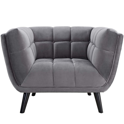 Bestow 2 Piece Velvet Armchair Set, Velvet Fabric, Grey Gray 13975