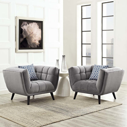 Bestow 2 Piece Velvet Armchair Set, Velvet Fabric, Grey Gray 13975