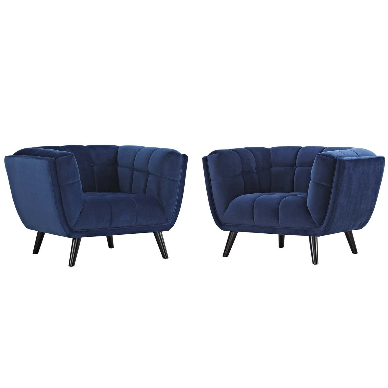 Bestow 2 Piece Velvet Armchair Set, Velvet Fabric, Navy Blue 13976