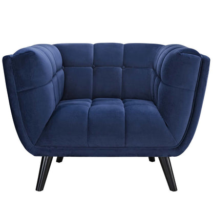 Bestow 2 Piece Velvet Armchair Set, Velvet Fabric, Navy Blue 13976
