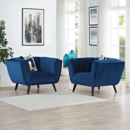 Bestow 2 Piece Velvet Armchair Set, Velvet Fabric, Navy Blue 13976