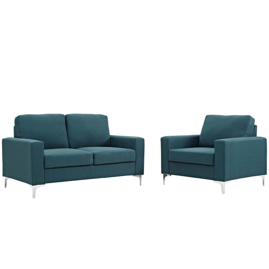 Allure 2 Piece Sofa and Armchair Set, Fabric, Blue 13977