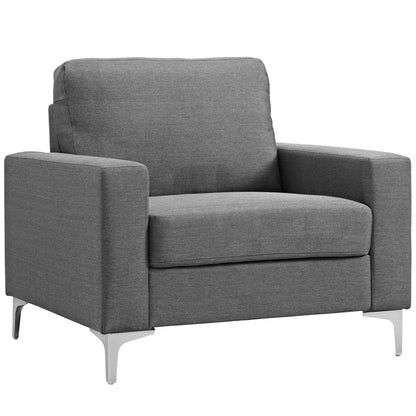 Allure 2 Piece Sofa and Armchair Set, Fabric, Grey Gray 13978