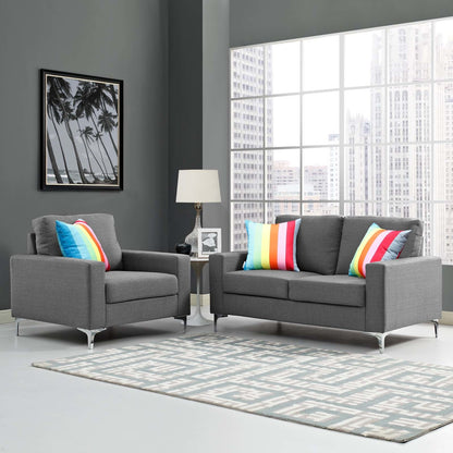 Allure 2 Piece Sofa and Armchair Set, Fabric, Grey Gray 13978