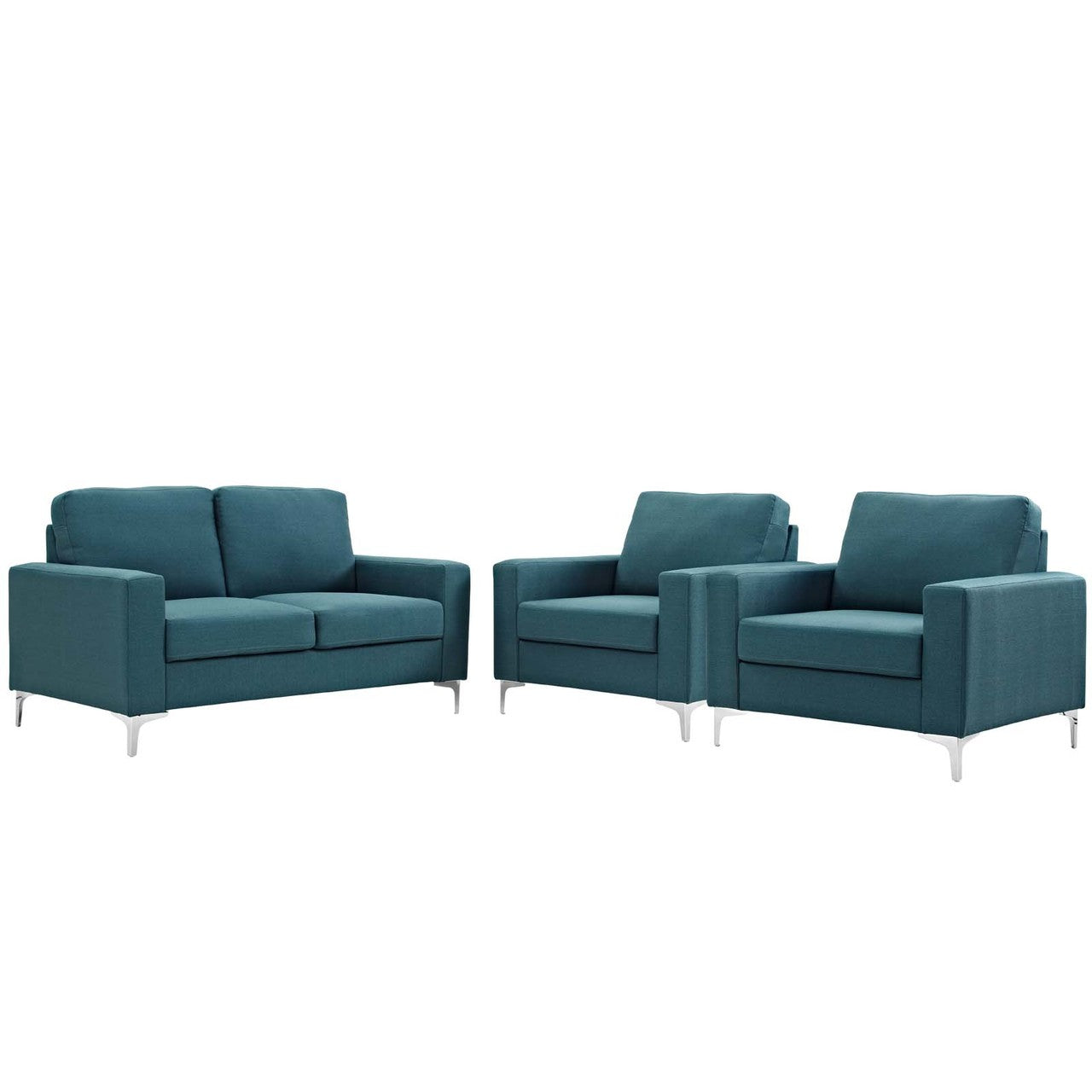 Allure 3 Piece Sofa and Armchair Set, Fabric, Blue 13979