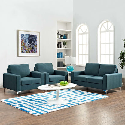 Allure 3 Piece Sofa and Armchair Set, Fabric, Blue 13979