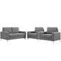 Allure 3 Piece Sofa and Armchair Set, Fabric, Grey Gray 13980