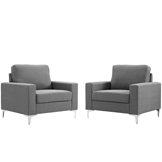 Allure 2 Piece Armchair Set, Fabric, Grey Gray 13982