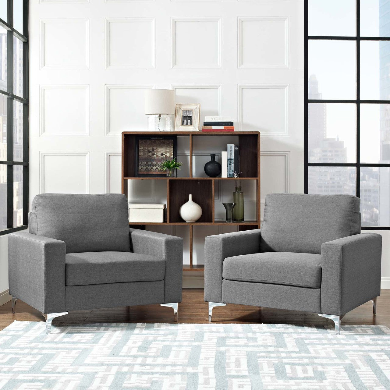 Allure 2 Piece Armchair Set, Fabric, Grey Gray 13982