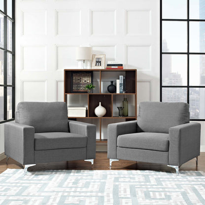 Allure 2 Piece Armchair Set, Fabric, Grey Gray 13982