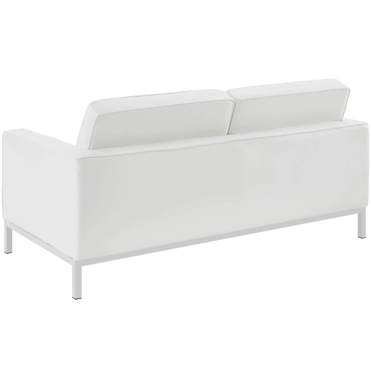 Loft 2 Piece Leather Sofa and Loveseat Set, Genuine Leather, White 13984