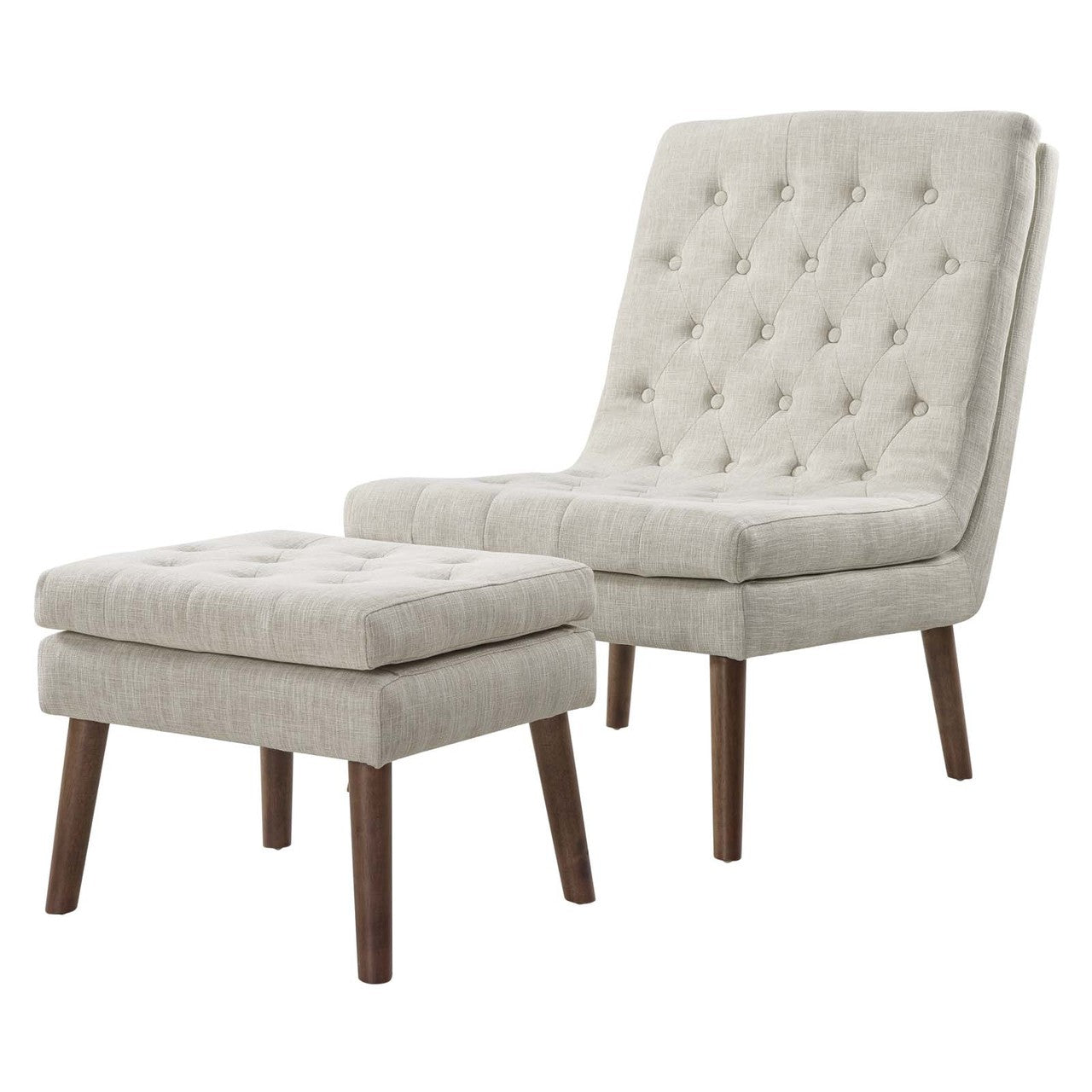 Modify Upholstered Lounge Chair and Ottoman, Fabric, Beige 13986