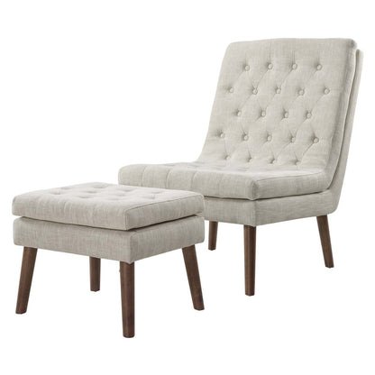 Modify Upholstered Lounge Chair and Ottoman, Fabric, Beige 13986