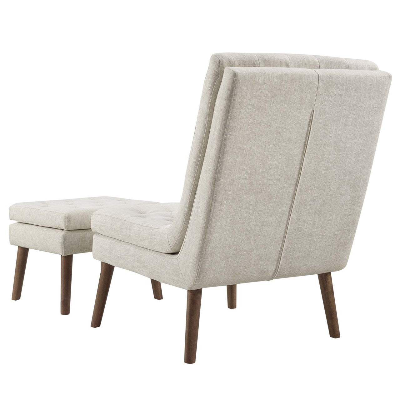 Modify Upholstered Lounge Chair and Ottoman, Fabric, Beige 13986