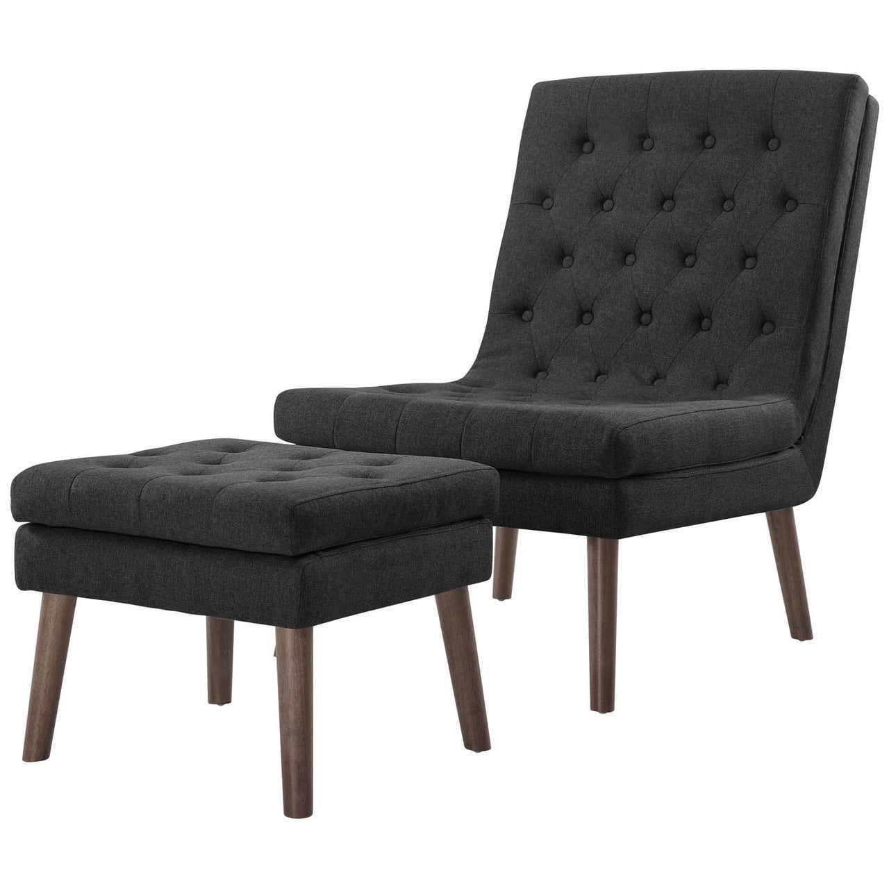 Modify Upholstered Lounge Chair and Ottoman, Fabric, Grey Gray 13987