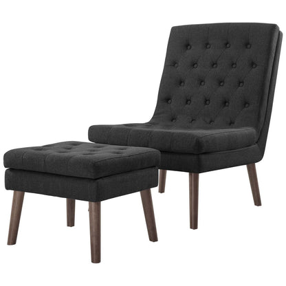Modify Upholstered Lounge Chair and Ottoman, Fabric, Grey Gray 13987