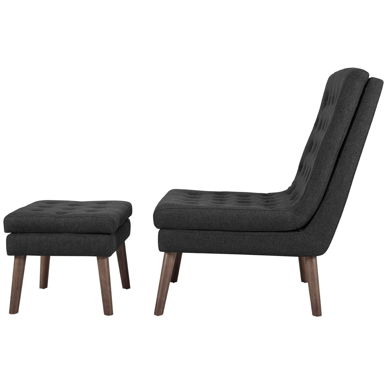 Modify Upholstered Lounge Chair and Ottoman, Fabric, Grey Gray 13987