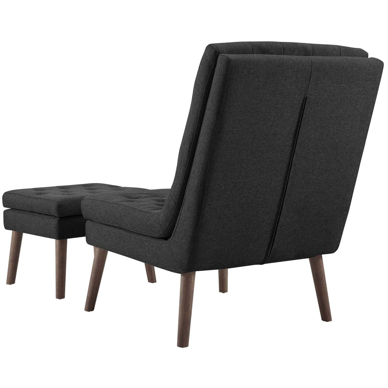 Modify Upholstered Lounge Chair and Ottoman, Fabric, Grey Gray 13987