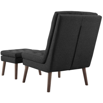 Modify Upholstered Lounge Chair and Ottoman, Fabric, Grey Gray 13987