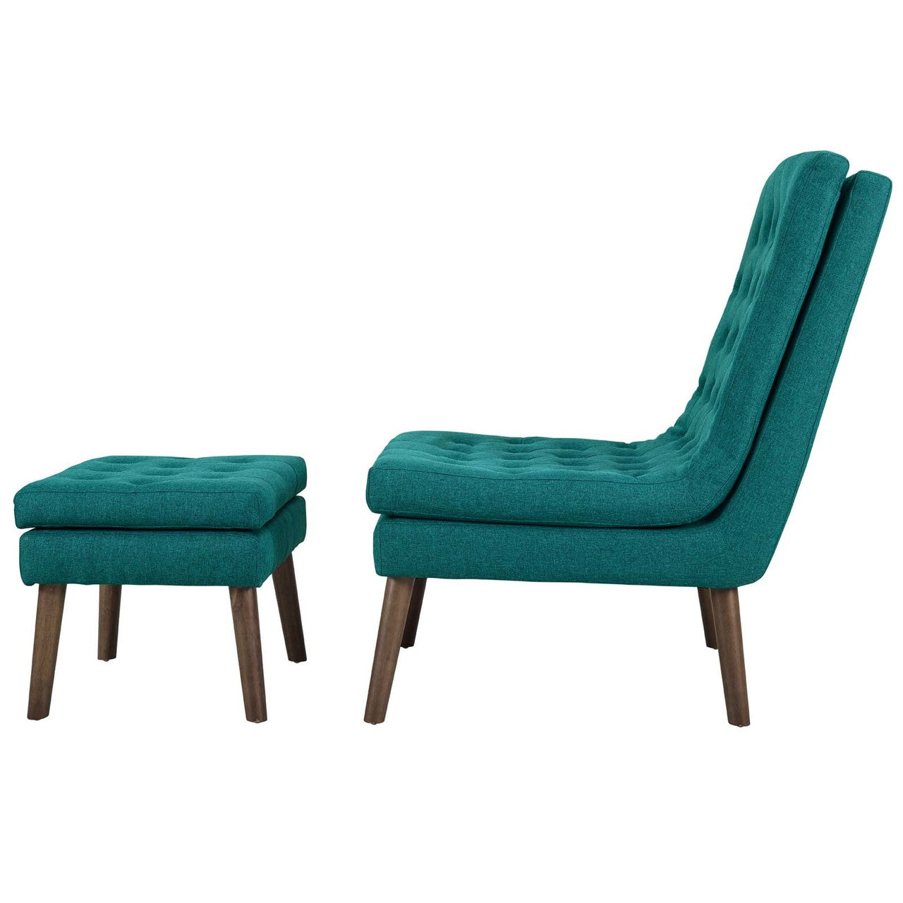 Modify Upholstered Lounge Chair and Ottoman, Fabric, Aqua Blue 13988