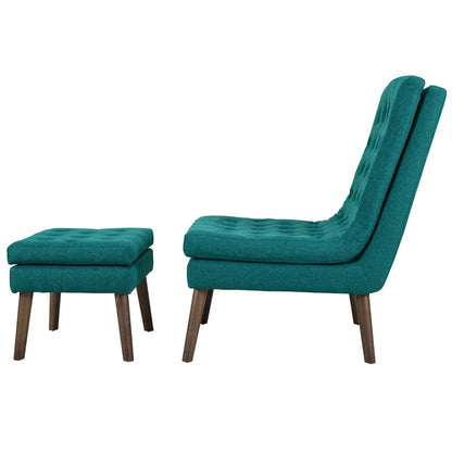 Modify Upholstered Lounge Chair and Ottoman, Fabric, Aqua Blue 13988