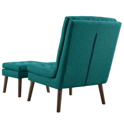 Modify Upholstered Lounge Chair and Ottoman, Fabric, Aqua Blue 13988