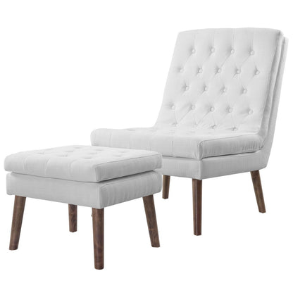 Modify Upholstered Lounge Chair and Ottoman, Fabric, White 13989