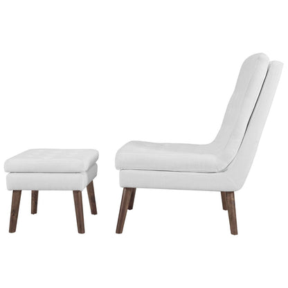 Modify Upholstered Lounge Chair and Ottoman, Fabric, White 13989