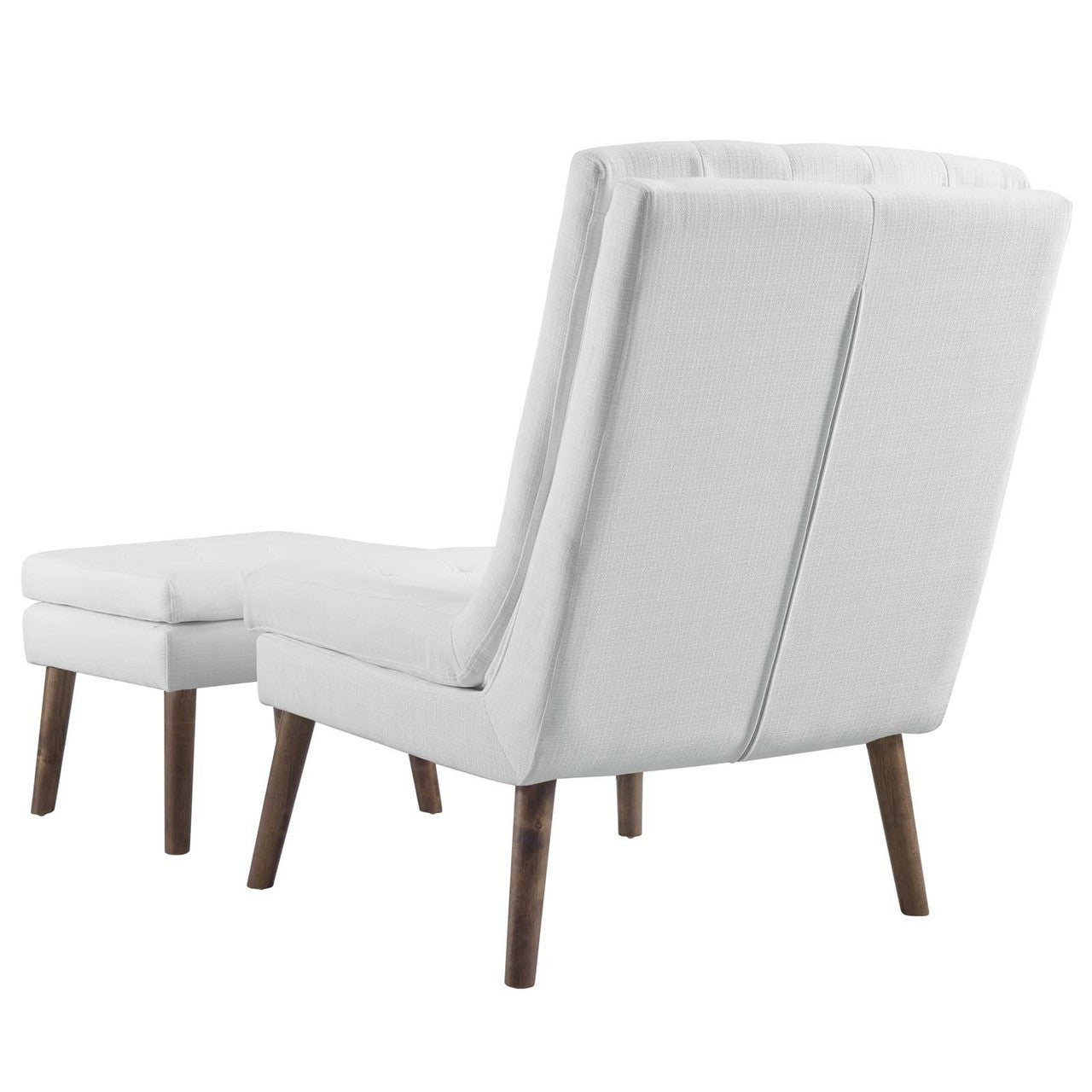 Modify Upholstered Lounge Chair and Ottoman, Fabric, White 13989
