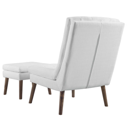 Modify Upholstered Lounge Chair and Ottoman, Fabric, White 13989