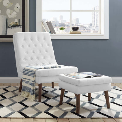 Modify Upholstered Lounge Chair and Ottoman, Fabric, White 13989