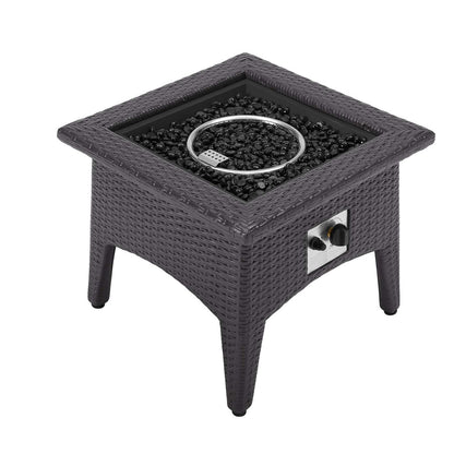 Vivacity Outdoor Patio Fire Pit Table, Rattan Wicker, Dark Grey Gray 15288