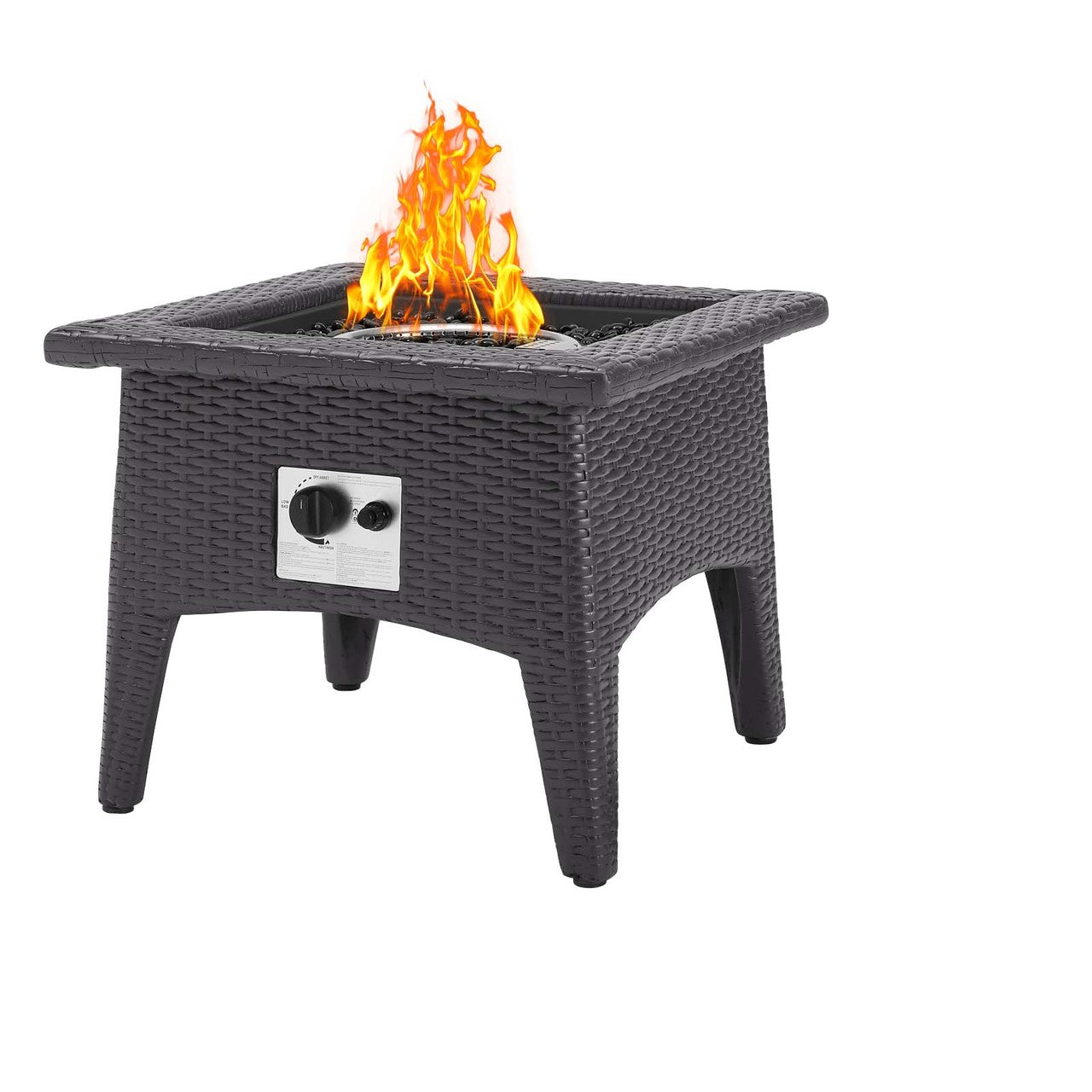 Vivacity Outdoor Patio Fire Pit Table, Rattan Wicker, Dark Grey Gray 15288