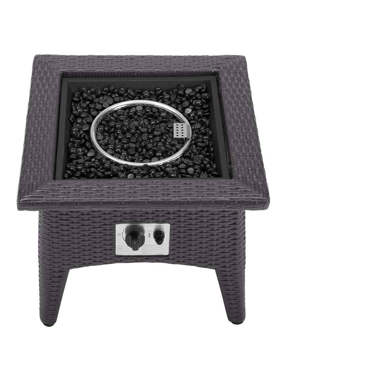 Vivacity Outdoor Patio Fire Pit Table, Rattan Wicker, Dark Grey Gray 15288
