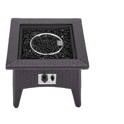 Vivacity Outdoor Patio Fire Pit Table, Rattan Wicker, Dark Grey Gray 15288