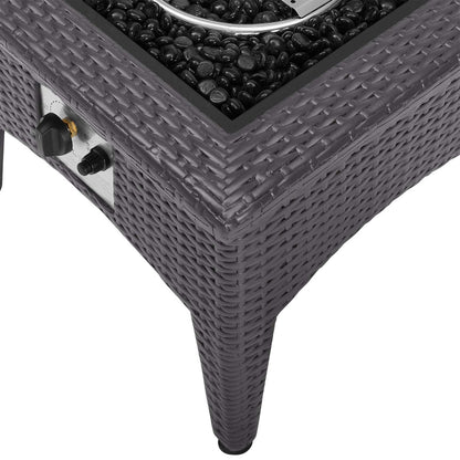 Vivacity Outdoor Patio Fire Pit Table, Rattan Wicker, Dark Grey Gray 15288