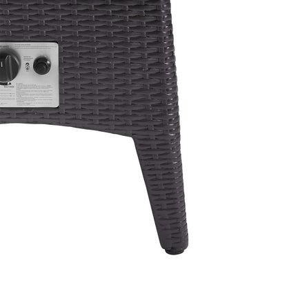Vivacity Outdoor Patio Fire Pit Table, Rattan Wicker, Dark Grey Gray 15288