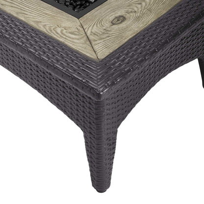Splender 43.5" Rectangle Outdoor Patio Fire Pit Table, Rattan Wicker, Dark Grey Gray 15289