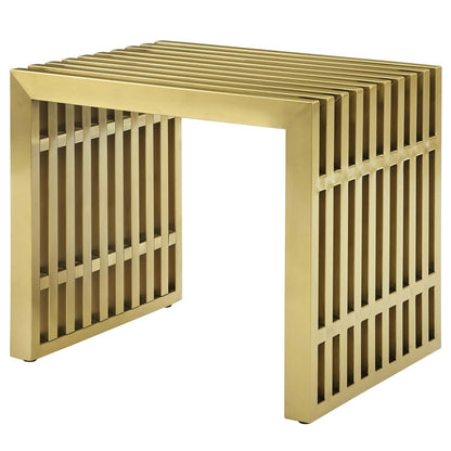 Gridiron Small Stainless Steel Bench, Metal Steel Stainless Steel, Gold 13990