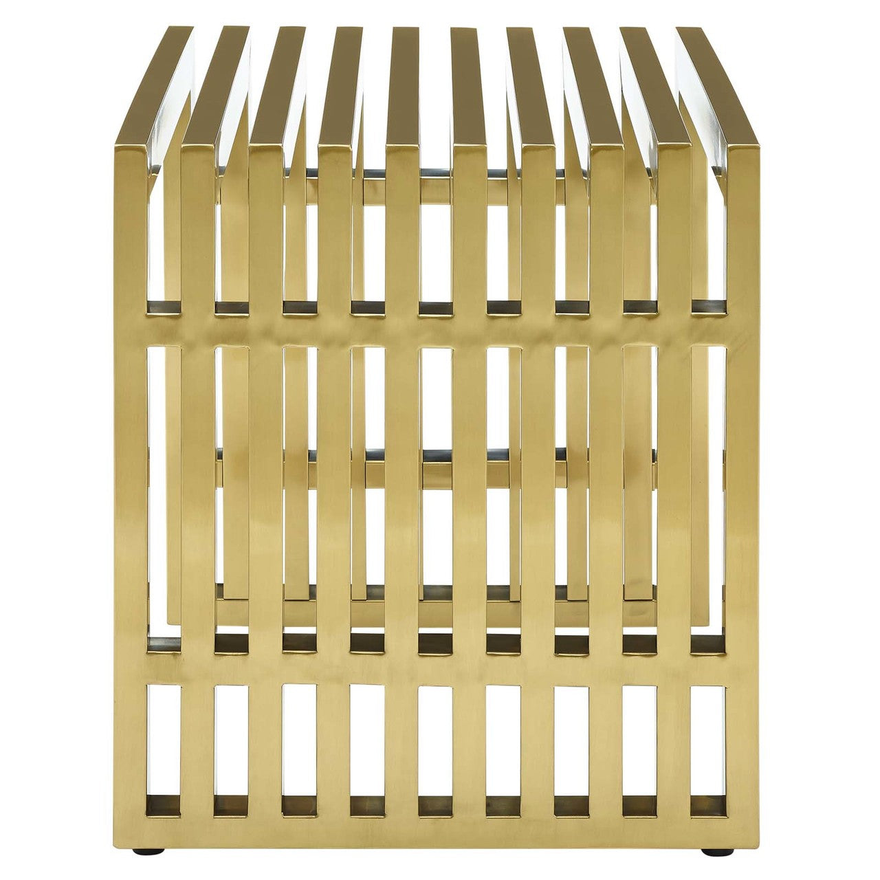 Gridiron Small Stainless Steel Bench, Metal Steel Stainless Steel, Gold 13990