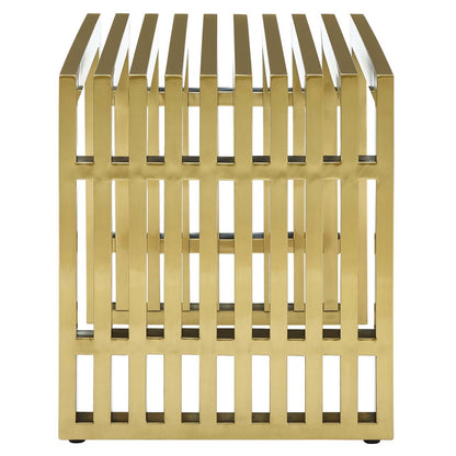 Gridiron Small Stainless Steel Bench, Metal Steel Stainless Steel, Gold 13990