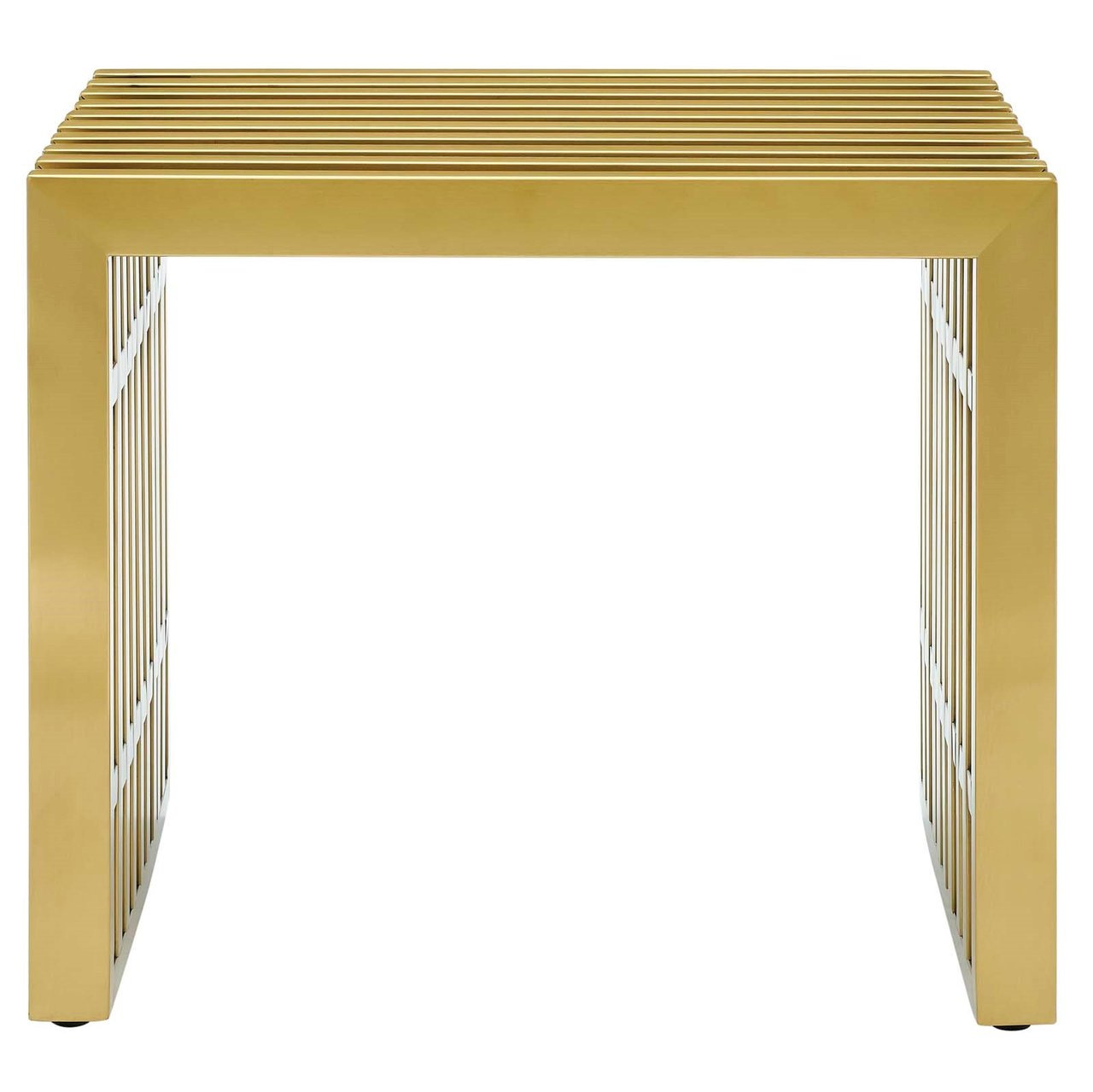 Gridiron Small Stainless Steel Bench, Metal Steel Stainless Steel, Gold 13990