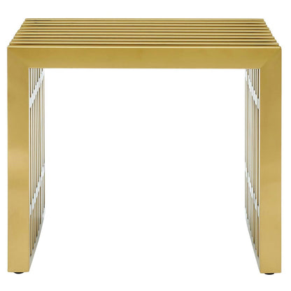 Gridiron Small Stainless Steel Bench, Metal Steel Stainless Steel, Gold 13990